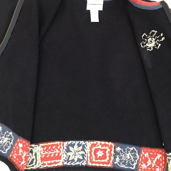 Vintage Y2K Hand Embroidered Zip Cardigan Sweater Med Boho Christopher & Banks - Picture 7 of 15